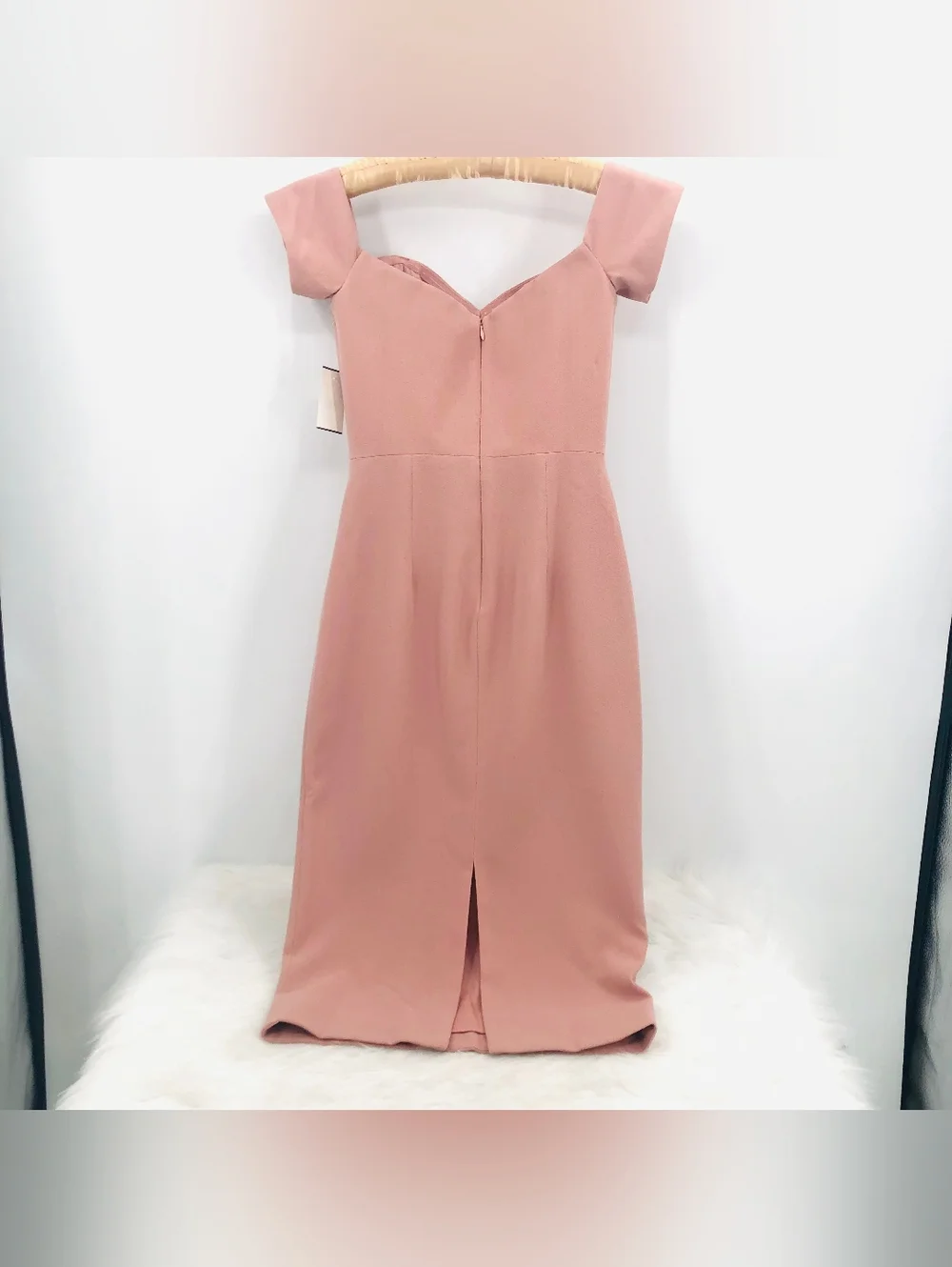 Dress the Population Off-Shoulder Midi Dress In Blush, Sz XS
